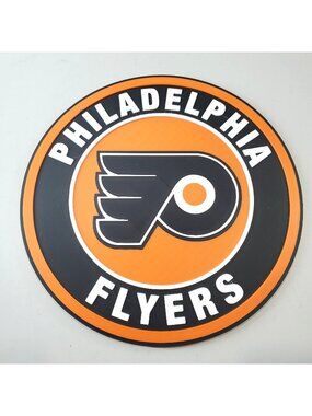 Philadelphia Flyers Round Logo Sign With Stand - Official Team Colors - Durable